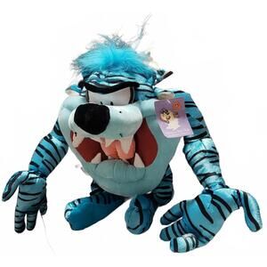Rare Tasmanian Devil Plush Blue Striped Six Flags Exclusive w/ Tags - Defects